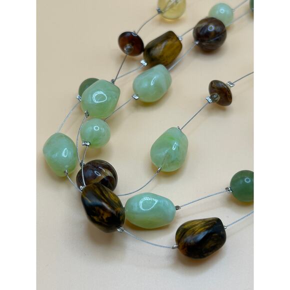 3-Strand Beaded Necklace & Dangle Earrings Set - Picture 2 of 6